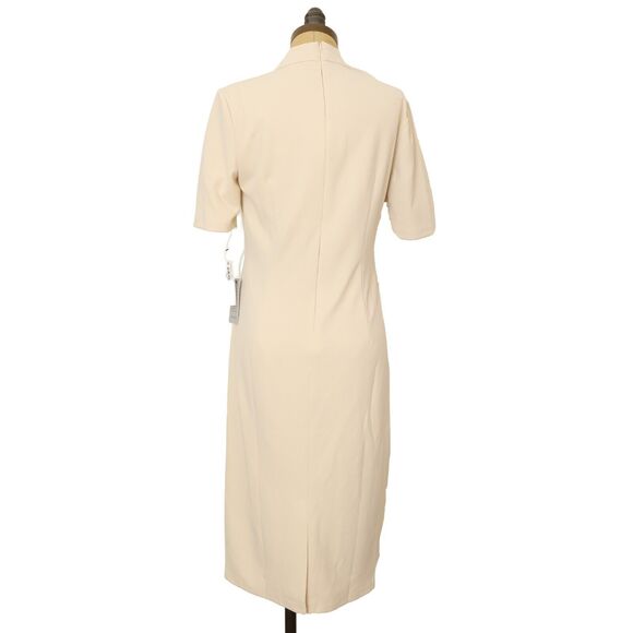Maggy London Horn Cream Cutout Midi Dress Size 6 Sheath Short Sleeve NWT B59 - Picture 3 of 5